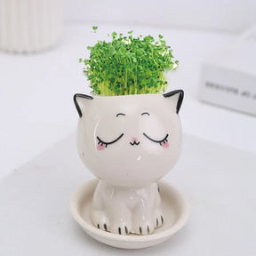 Mini Cat-Shaped Ceramic Vases