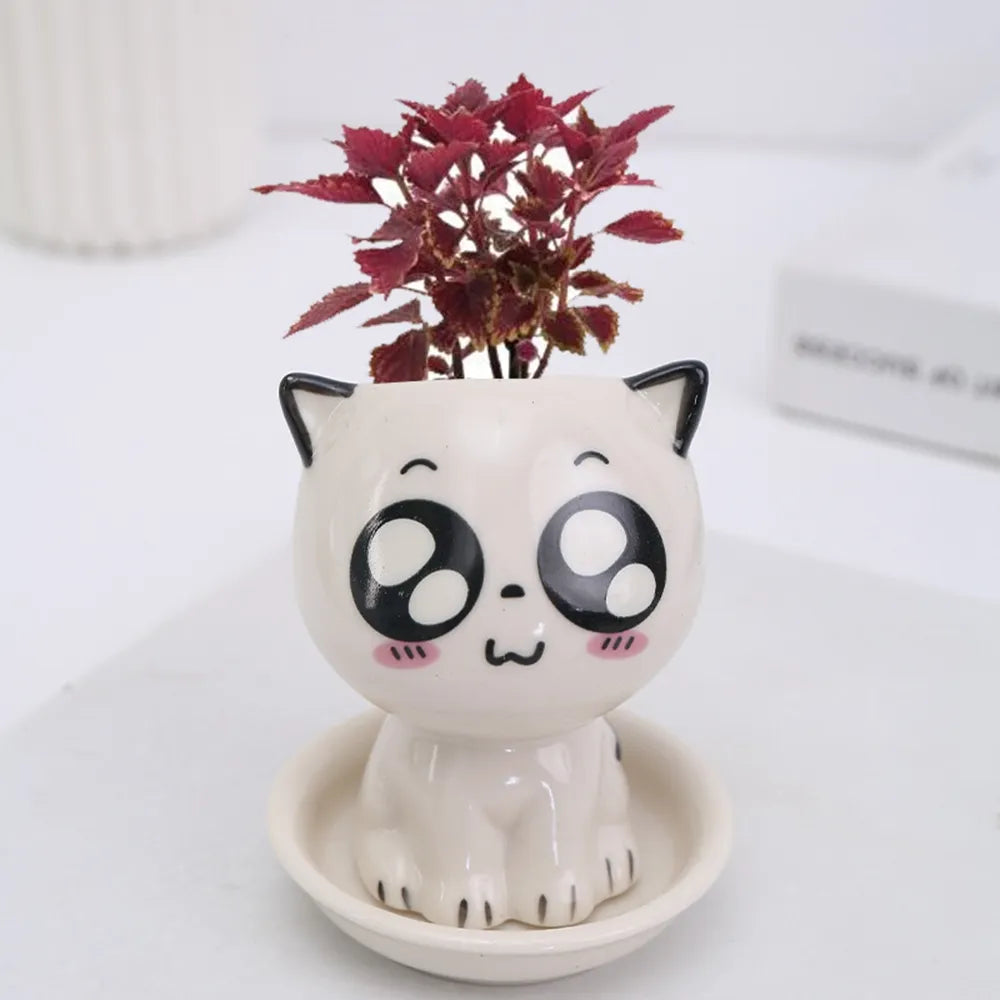 Mini Cat-Shaped Ceramic Vases