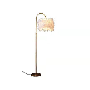 Feathered Gold Curved Floor Lamp