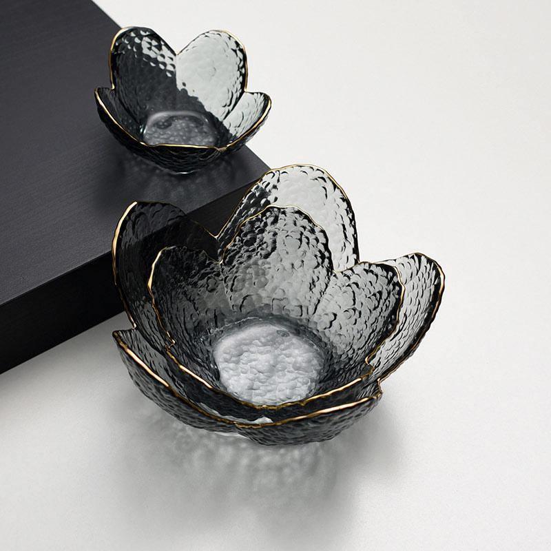 Textured Glass Flower Petal Bowls